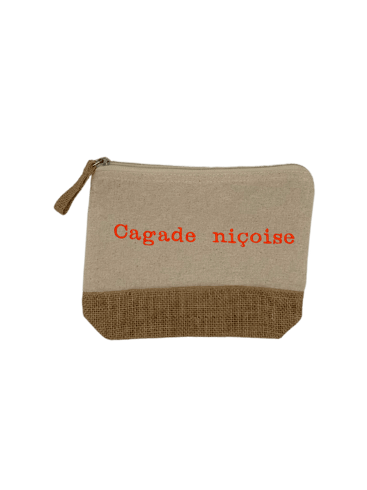 Trousse beige, écru, coton. Personnalisation de la trousse grâce à mots. Il faut choisir parmi un choix de police d'écriture. Choix couleur du fil pour la phrase, personnalisation unique. Toutes les broderies sont faites à la commande selon la personnalisation choisie.