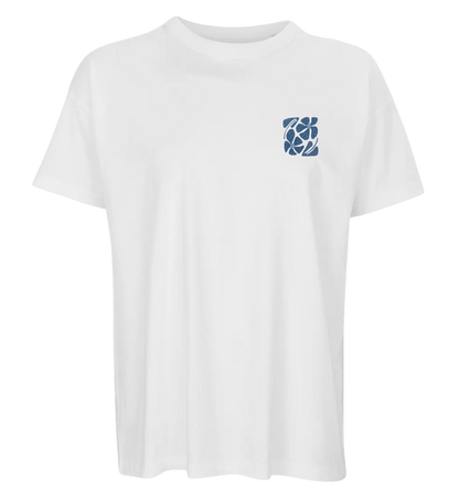 T-shirt oversize brodé broderie main Cagade Riviera fleur bleu collection printemps deux fleurs