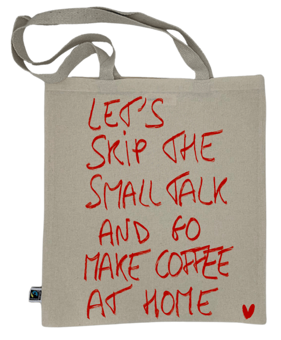 Tote bag floqué DTF message café maison cadeau original Saint-Valentin - Mode minimaliste.