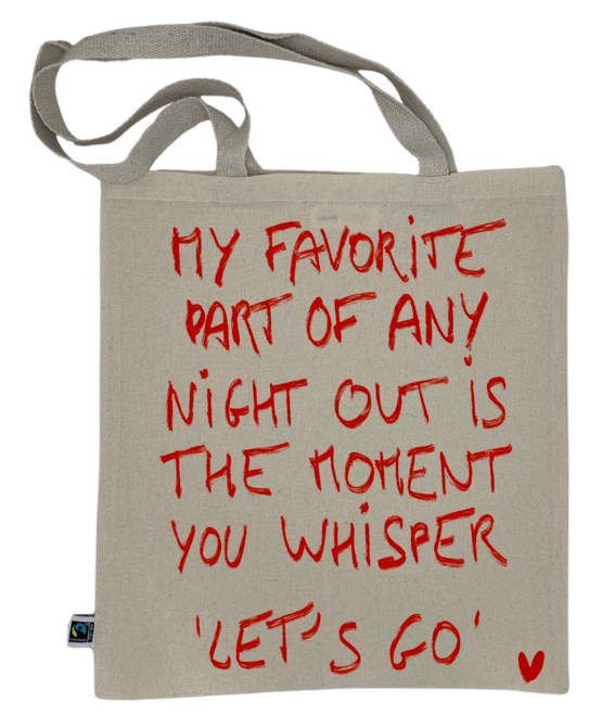 Tote bag floqué DTF message confident de nuit - Idée cadeau couple intimité.