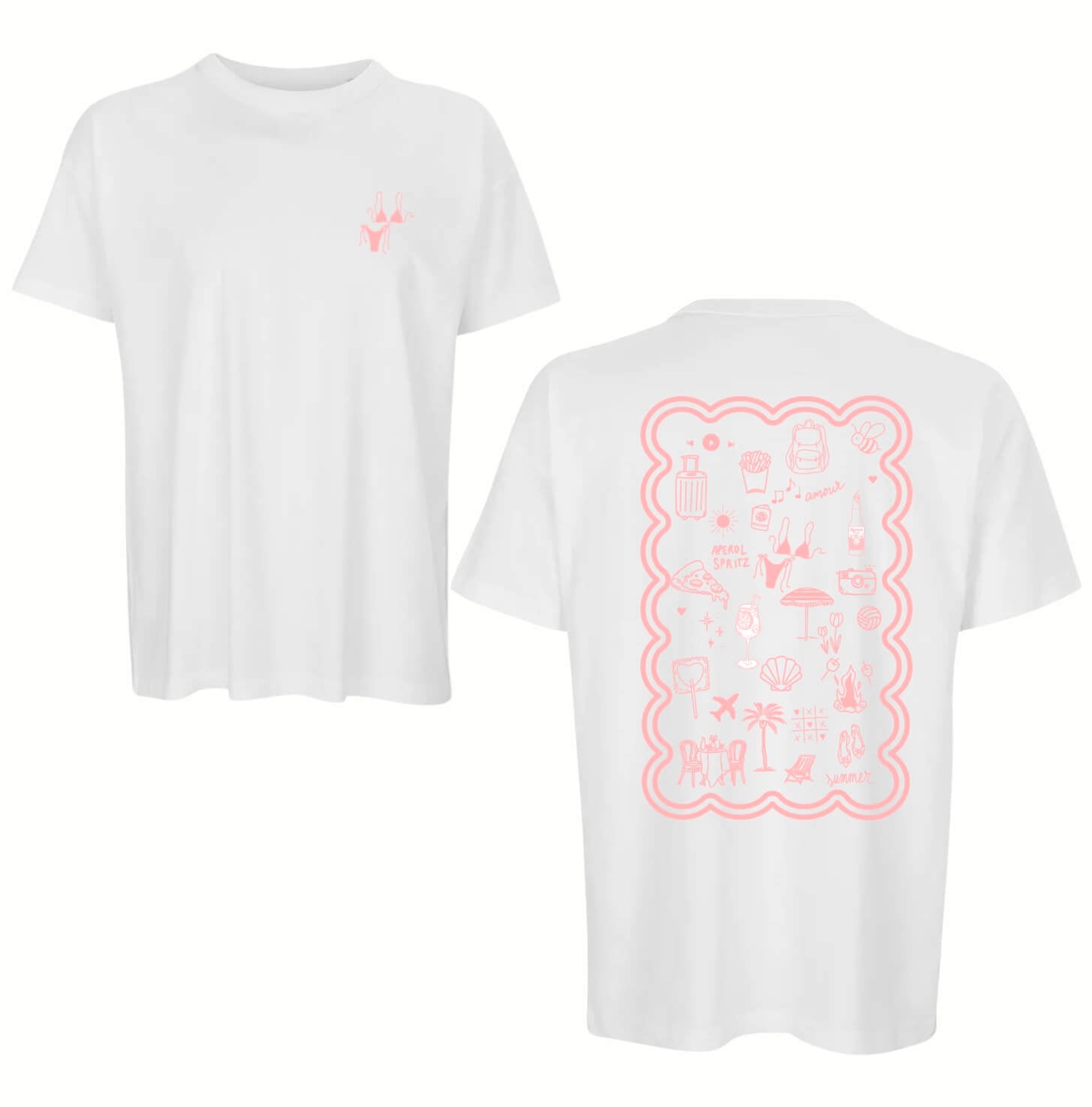 T-shirt personnalisé avec plein de dessins qui représentent : voyages, animaux, souvenirs, dates, photos, paysages, nourriture, passions, sports, métiers… Les dessins sont imprimés sur un teeshirt personnalisé. C’est une super idée cadeau pour un cadeau unique pour un anniversaire, un couple, son chéri, sa chérie, un EVJF ou EVG, mariage, famille… 